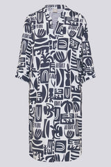 GRAPHIC ALL-OVER PRINT LOOSELY CUT DRESS