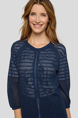 ZIPPER TIE HEM MESH JACKET