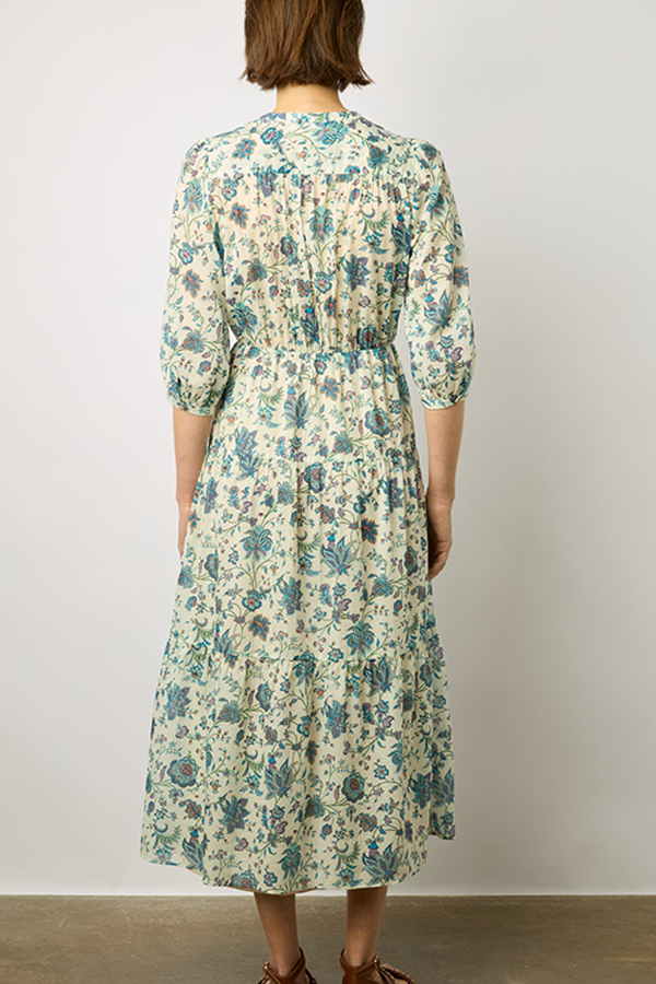 ELYSEE FOLIAGE PRINT WAISTED MAXI DRESS