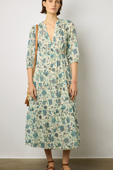 ELYSEE FOLIAGE PRINT WAISTED MAXI DRESS