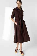 RANA TAUPE LONG COTTON SHIRT DRESS