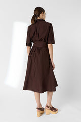 RANA TAUPE LONG COTTON SHIRT DRESS