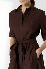 RANA TAUPE LONG COTTON SHIRT DRESS