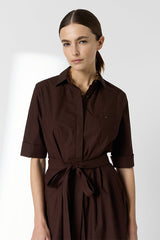 RANA TAUPE LONG COTTON SHIRT DRESS