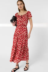 RIFKA FLOWERS LONG PLEATED DRESS