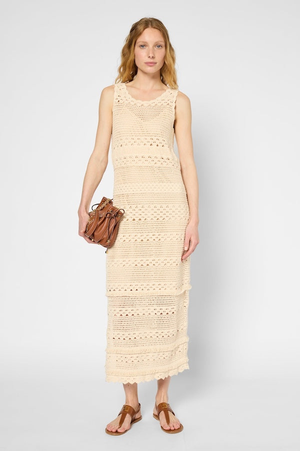 PRUDENCE WAISTED MAXI CROCHET DRESS