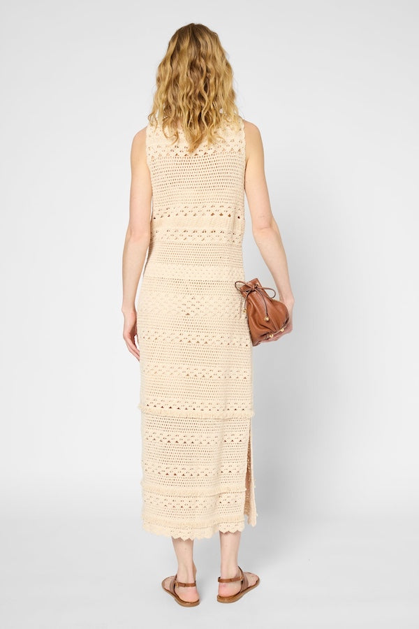PRUDENCE WAISTED MAXI CROCHET DRESS