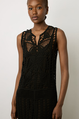 EDENA BLACK CROCHET MIDI DRESS