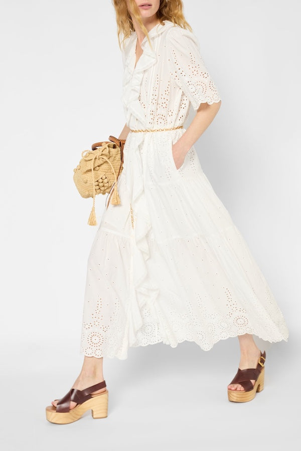 PILAR LONG RUFFLED DRESS