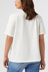 ROMANA WHITE FLORAL EMBELLISHED JERSEY T-SHIRT