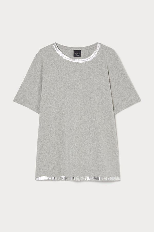 ROMANA MEDIUM GREY SILVER DETAIL JERSEY T-SHIRT