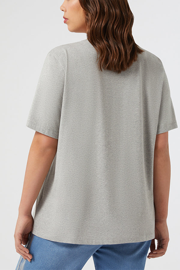 ROMANA MEDIUM GREY SILVER DETAIL JERSEY T-SHIRT