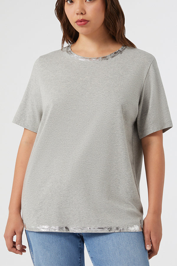 ROMANA MEDIUM GREY SILVER DETAIL JERSEY T-SHIRT