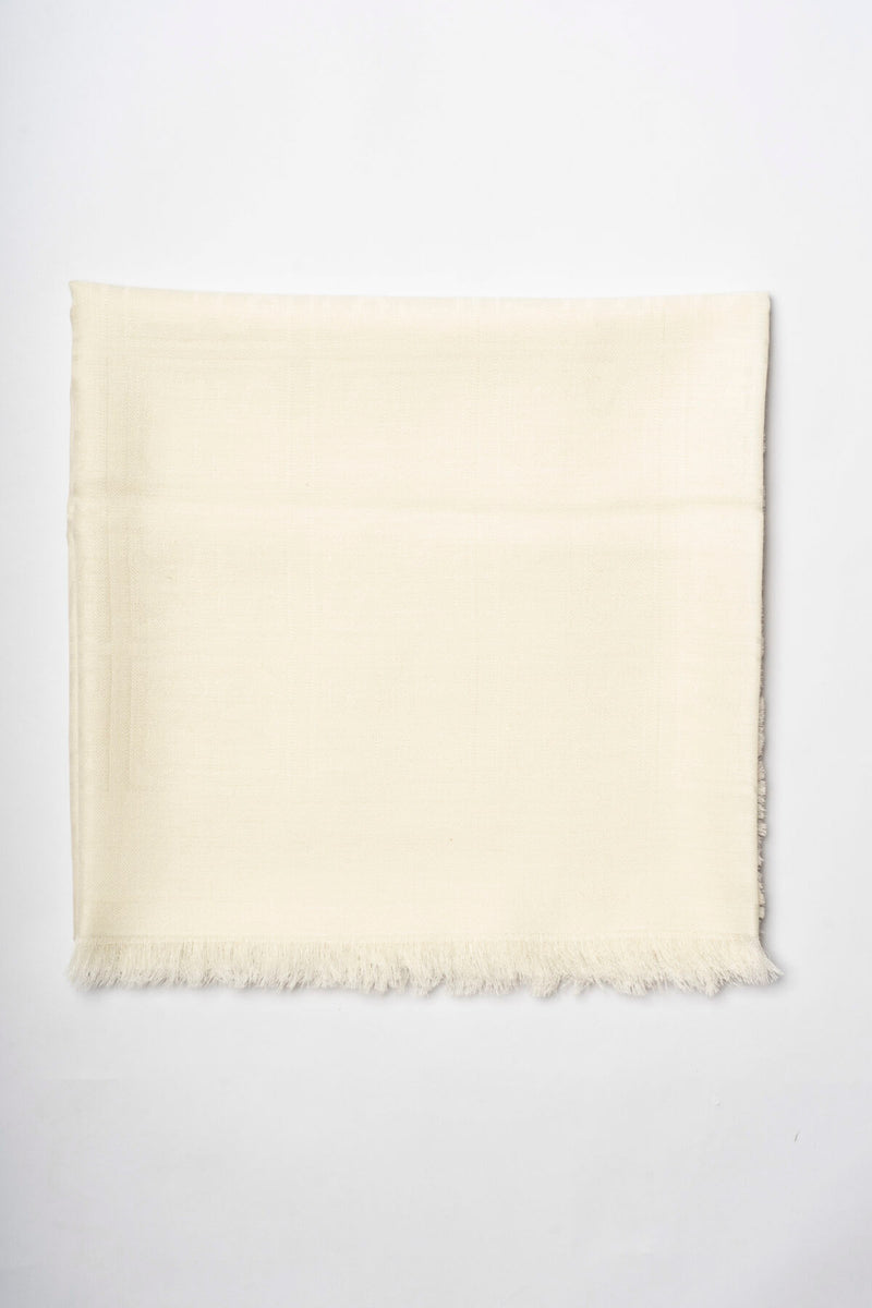 ROMANZO H WHITE  WOOL SILK-BLEND SCARF