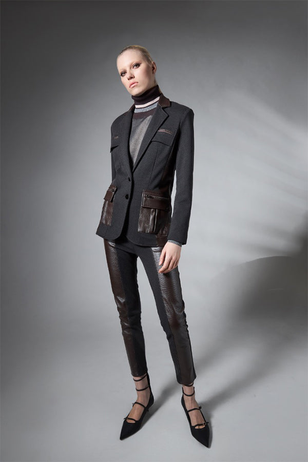 BROWN BLACK CONTRAST TROUSERS