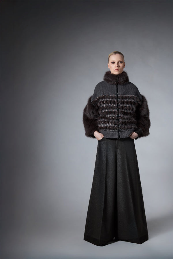 MIXED-MATERIAL HOODED JACKET