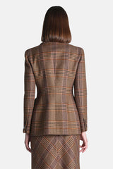 SAGARI TARTAN CHECKED WOOL BLAZER