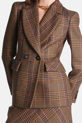 SAGARI TARTAN CHECKED WOOL BLAZER