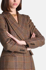 SAGARI TARTAN CHECKED WOOL BLAZER