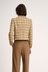 SAGGI BEIGE CROPPED WOVEN COTTON JACKET