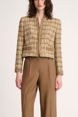 SAGGI BEIGE CROPPED WOVEN COTTON JACKET