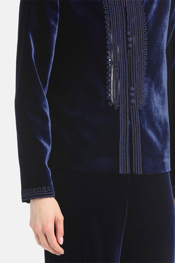 SAIA BLUE ELEGANT VELVET JACKET