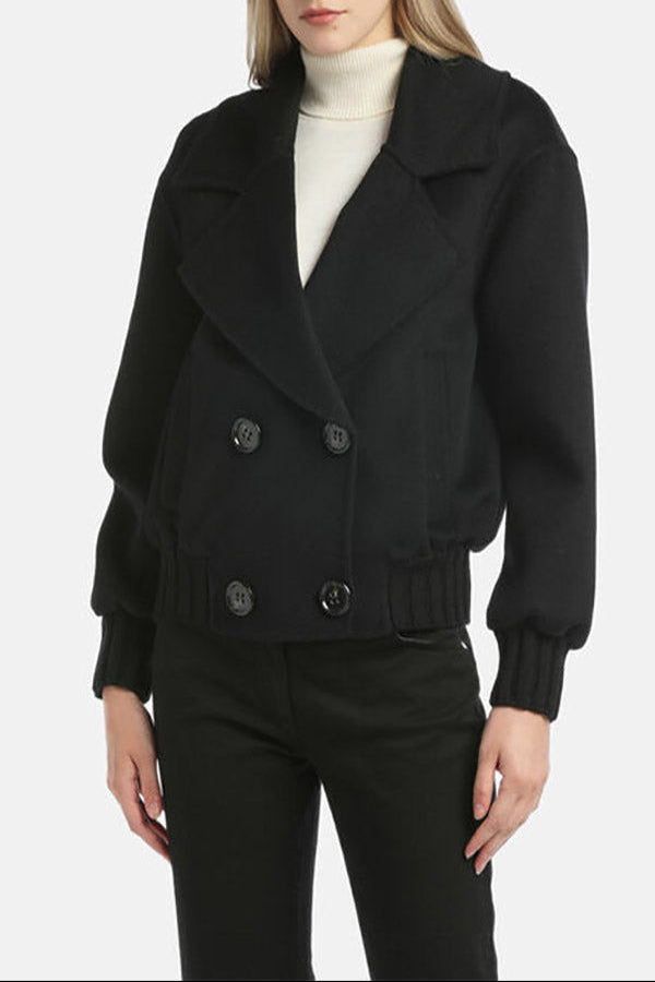 SAMBAS BLACK CROPPED DOUBLE-BREASTED JACKET