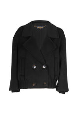 SAMBAS BLACK CROPPED DOUBLE-BREASTED JACKET
