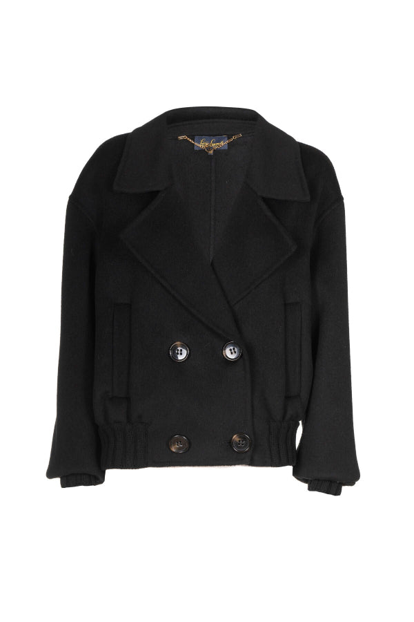 SAMBAS BLACK CROPPED DOUBLE-BREASTED JACKET