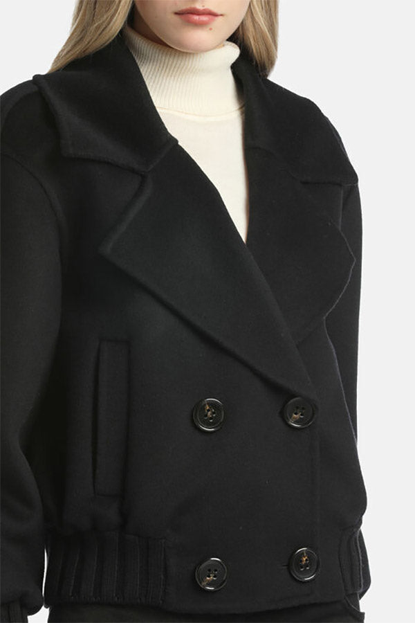 SAMBAS BLACK CROPPED DOUBLE-BREASTED JACKET