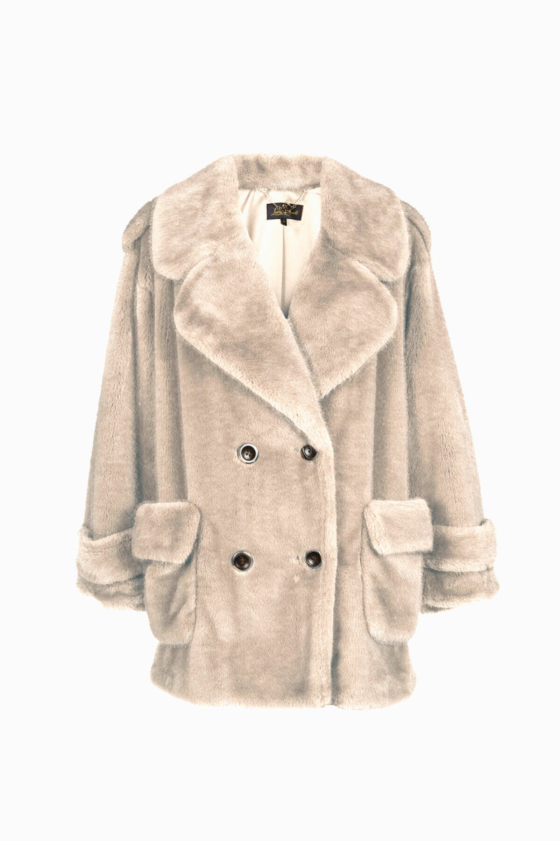 SARACENA BEIGE FAUX FUR PEACOAT