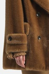 SARACENA BROWN FAUX FUR PEACOAT