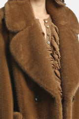 SARACENA BROWN FAUX FUR PEACOAT