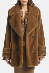SARACENA BROWN FAUX FUR PEACOAT