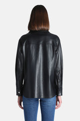 SARMONETA BLACK LEATHER SHIRT JACKET