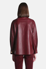 SARMONETA RED LEATHER SHIRT JACKET