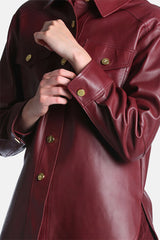 SARMONETA RED LEATHER SHIRT JACKET