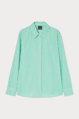 SASSARI GREEN STRIPED GROSGRAIN DETAIL SHIRT