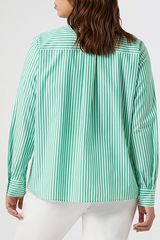 SASSARI GREEN STRIPED GROSGRAIN DETAIL SHIRT