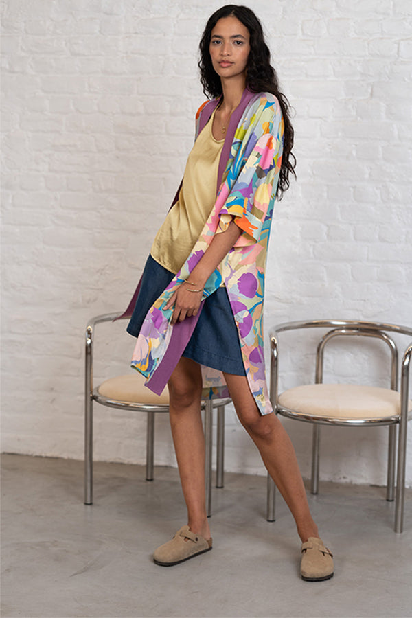 SAVANA PURPLE PRINTED KIMONO