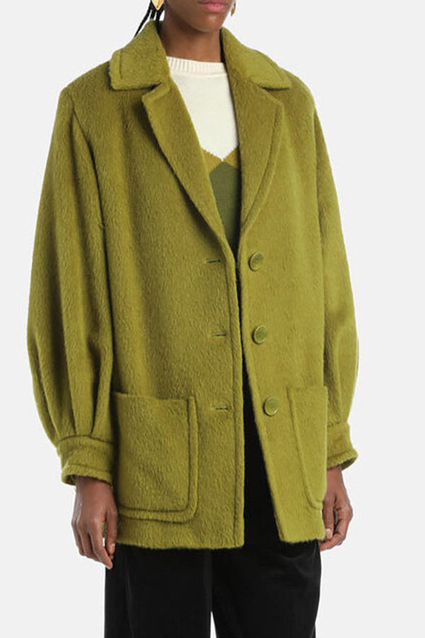 SCALTREZZA GREEN  WOOL ALPACA PEACOAT