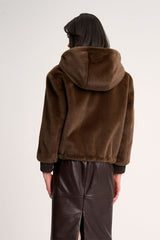 SCHEGGIA BROWN FAUX FUR JACKET