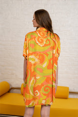 SCOOP ORANGE PRINTED DRESS