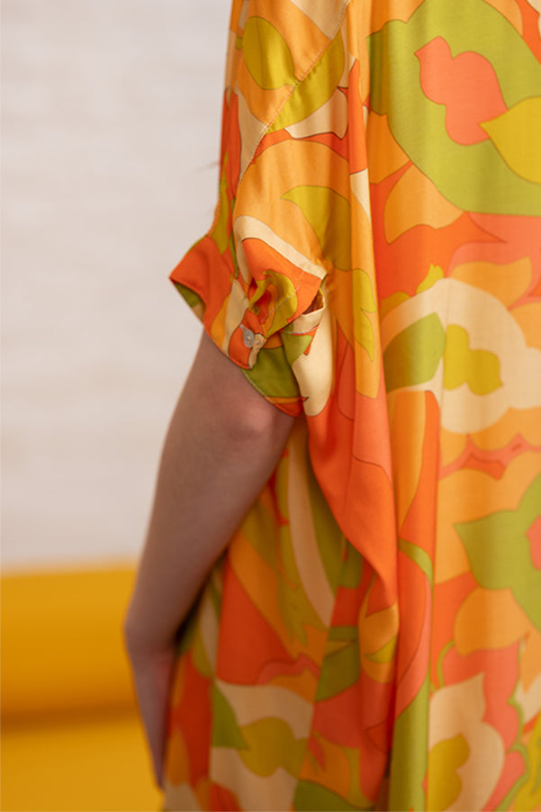 SCOOP ORANGE PRINTED DRESS