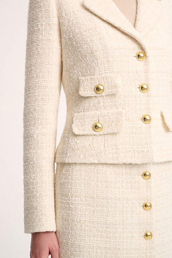 SELEZIONE LS BUTTON CREAM WOVEN JACKET