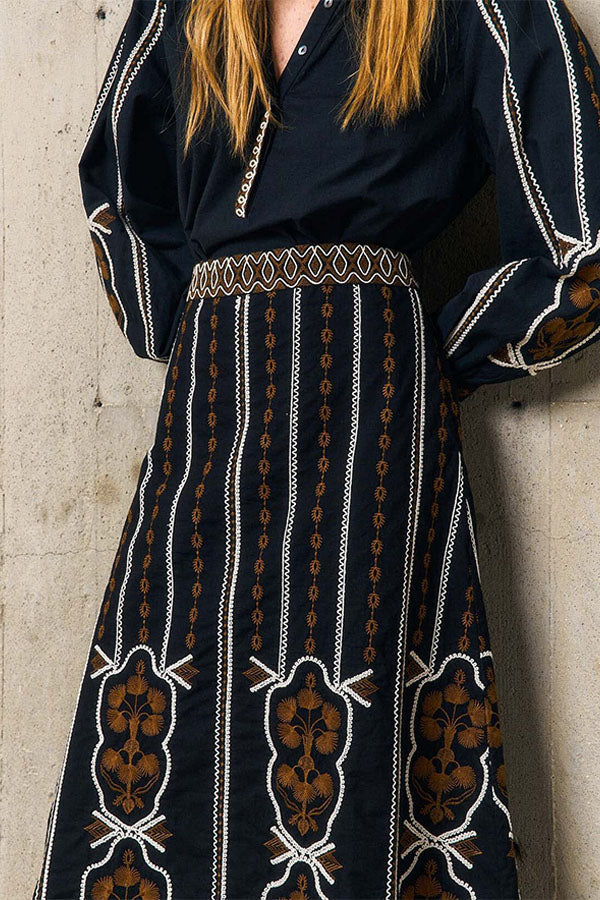 GWEN EMBROIDERED MIDAXI SKIRT