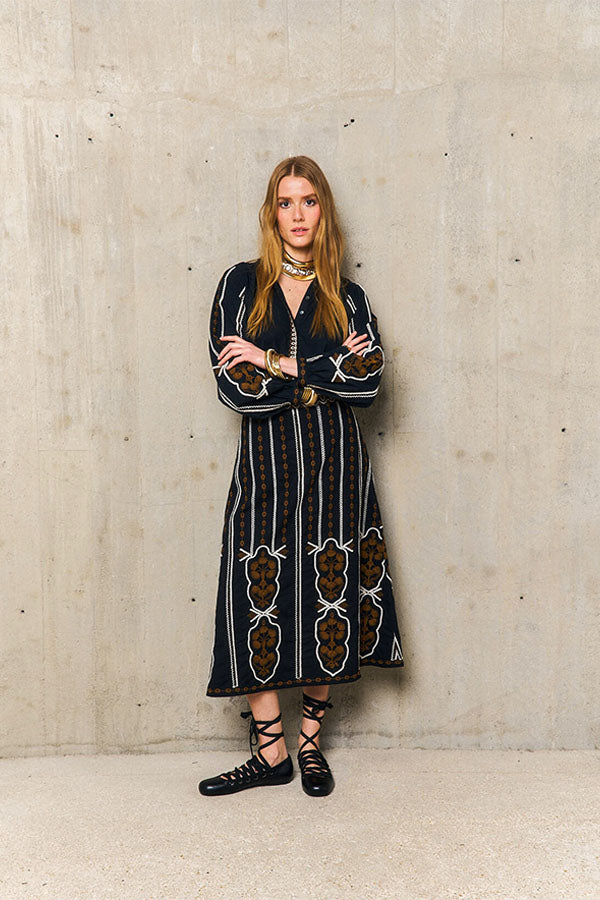 GWEN EMBROIDERED MIDAXI SKIRT