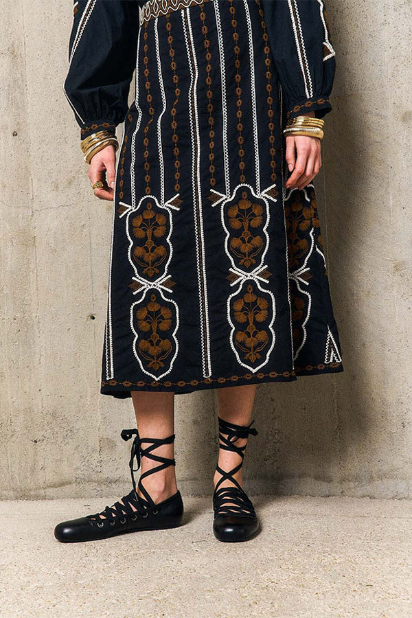 GWEN EMBROIDERED MIDAXI SKIRT
