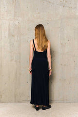 ENOLA BLACK PLEATED LONG SKIRT