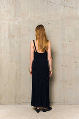 ENOLA BLACK PLEATED LONG SKIRT